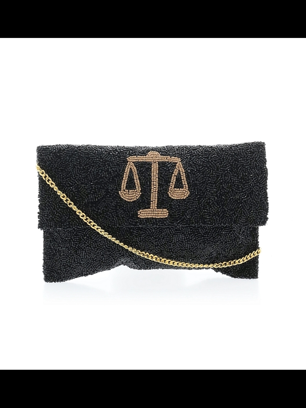 Black Beaded Women In Law Clutch with Gold Chain Lawyer Judge Justice - Picture 4 of 8